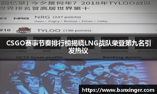 CSGO赛事节奏排行榜揭晓LNG战队荣登第九名引发热议